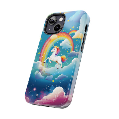 Introducing the "Rainbow Soar" Cell Phone Case – Embark on a Whimsical Journey with a Flying Unicorn -Tough Phone Cases