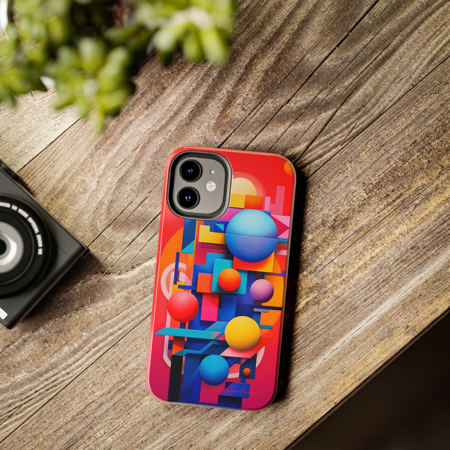 The "Geometric Red Background" Cell Phone Case- Upgrade Your Phone's Aesthetics -Tough Phone Cases