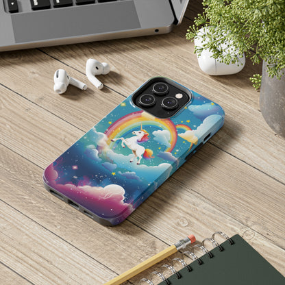 Introducing the "Rainbow Soar" Cell Phone Case – Embark on a Whimsical Journey with a Flying Unicorn -Tough Phone Cases