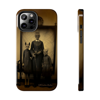 Introducing the "Vintage Odd Creatures" Cell Phone Case – Step into the Eerie Charm of a Haunting Family Portrait -Tough Phone Cases