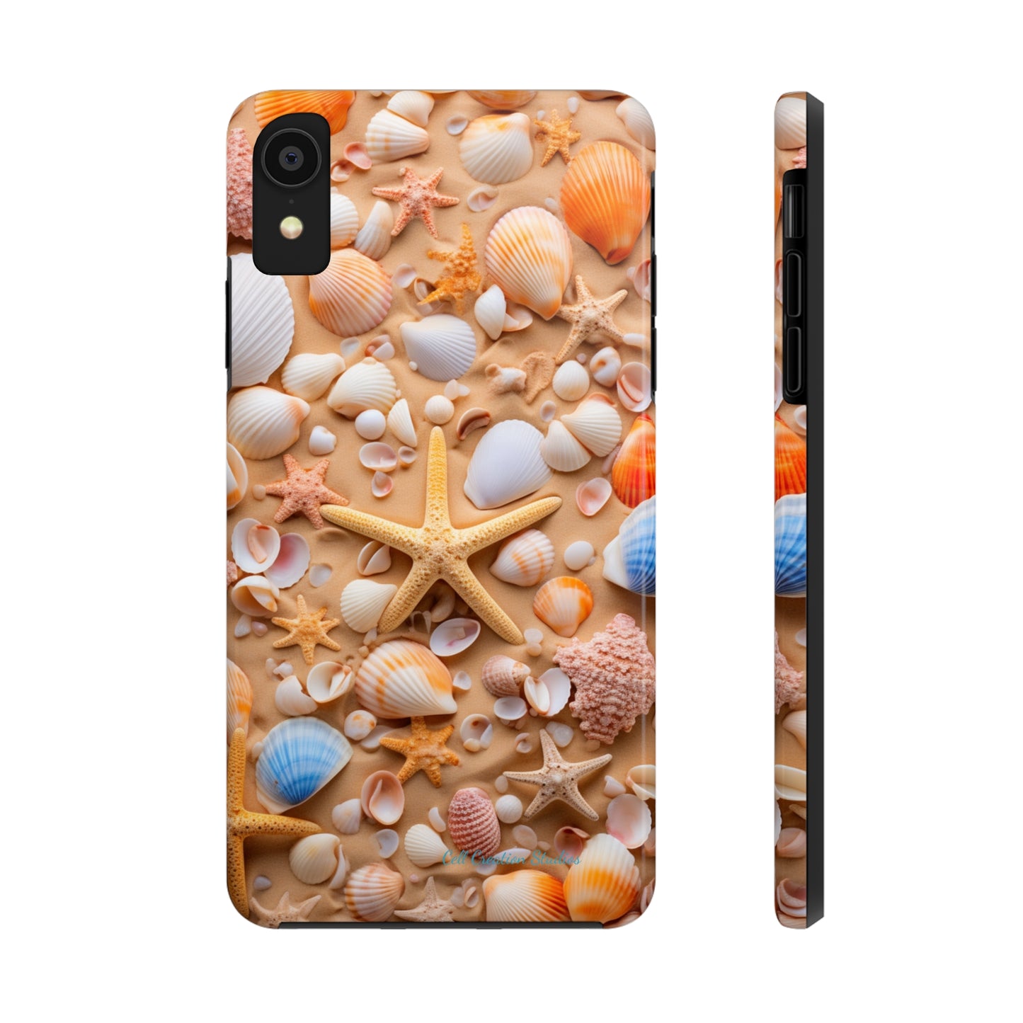 "Seaside Serenity Phone Case: Starfish and Seashells" -Tough Phone Cases