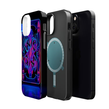 Introducing the "Neon Ace of Hearts" Cell Phone Case – Elevate Your Style with a Dazzling Card -MagSafe Tough Cases