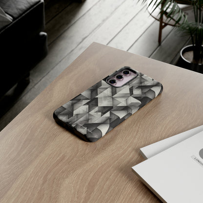 The "Black and White Geometric Pattern" Cell Phone Case- Elevate Your Phone's Style -Tough Cases