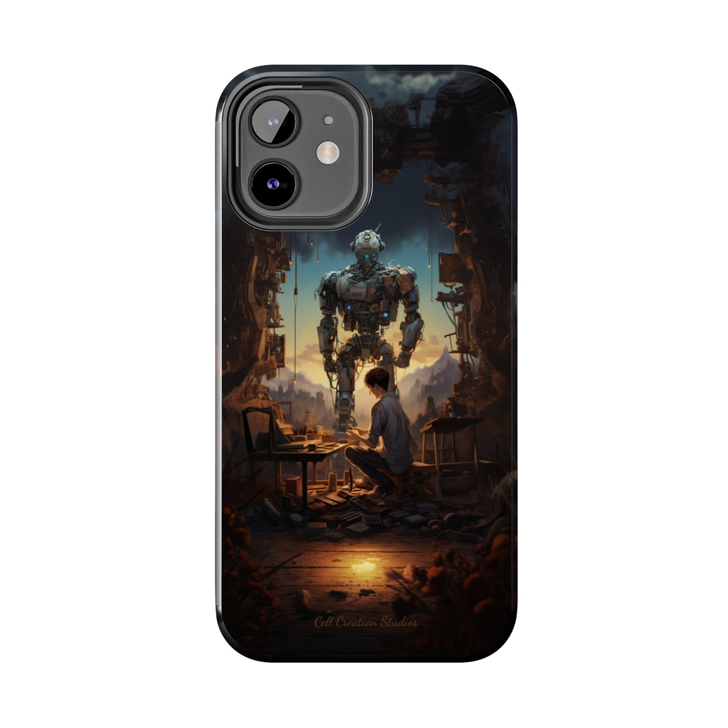 Introducing the "Mechanical Bond" Cell Phone Case – Witness a Captivating Moment of Giant Robot and Boy -Tough Phone Cases