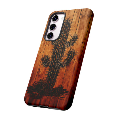 "Desert Vibes Cactus Burnt Wood Design" Phone Case -Tough Cases