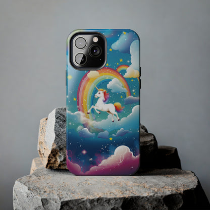 Introducing the "Rainbow Soar" Cell Phone Case – Embark on a Whimsical Journey with a Flying Unicorn -Tough Phone Cases