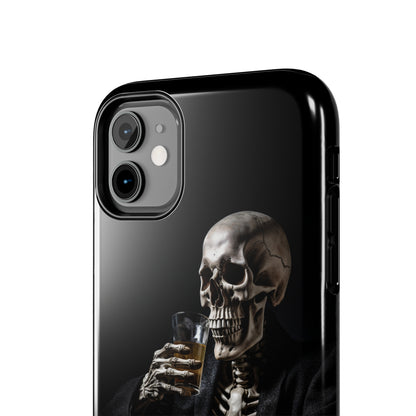 "Embrace the Dark Side with Our Skeleton Drinking Phone Case" -Tough Phone Cases