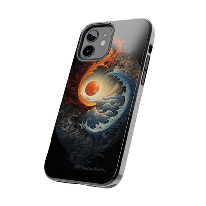 "Dual Elements Clash: Fire and Water Abstract" Phone Case -Tough Phone Cases