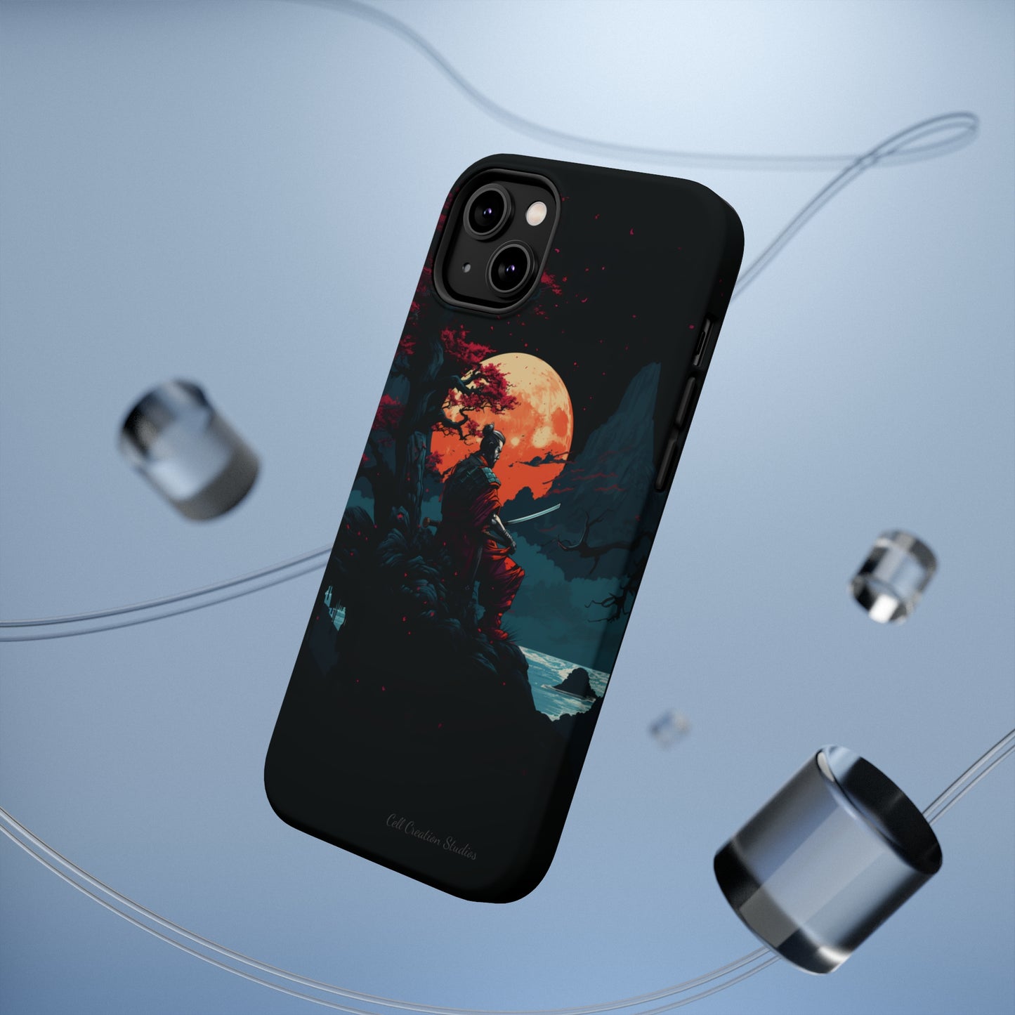 Introducing the "Moonlit Samurai Serenity" Cell Phone Case – Embrace Elegance and Strength -MagSafe Tough Cases