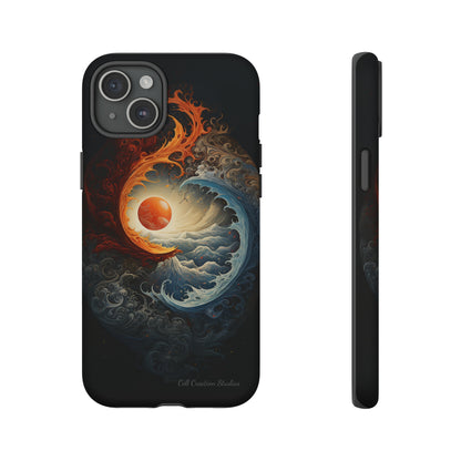 "Dual Elements Clash: Fire and Water Abstract" Phone Case -Tough Cases