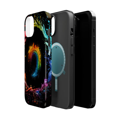 "Vibrant Swirls Painted on Black" Cell Phone Case -MagSafe Tough Cases