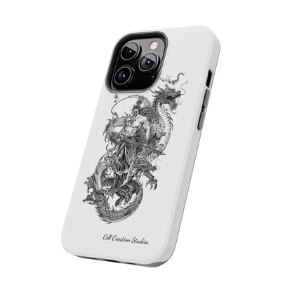 "Samurai and Dragon Sketch" -Tough iPhone Cases