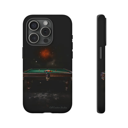 "Rack 'Em Up in Style: Pool Table-Themed Phone Case with Space Background"-Tough Cases