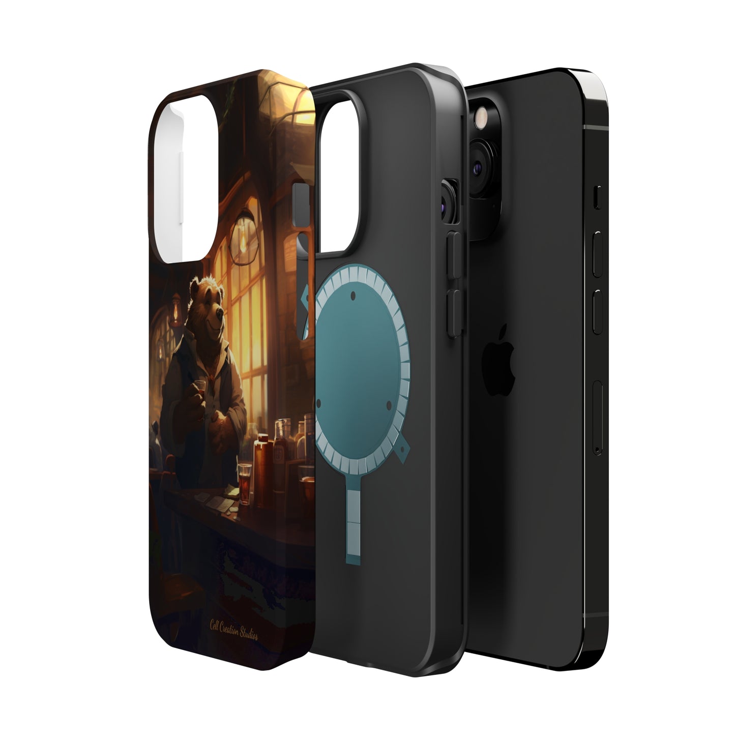 Introducing the "Bar-Hopping Bear" Cell Phone Case – Unleash Your Wild Side -MagSafe Tough Cases