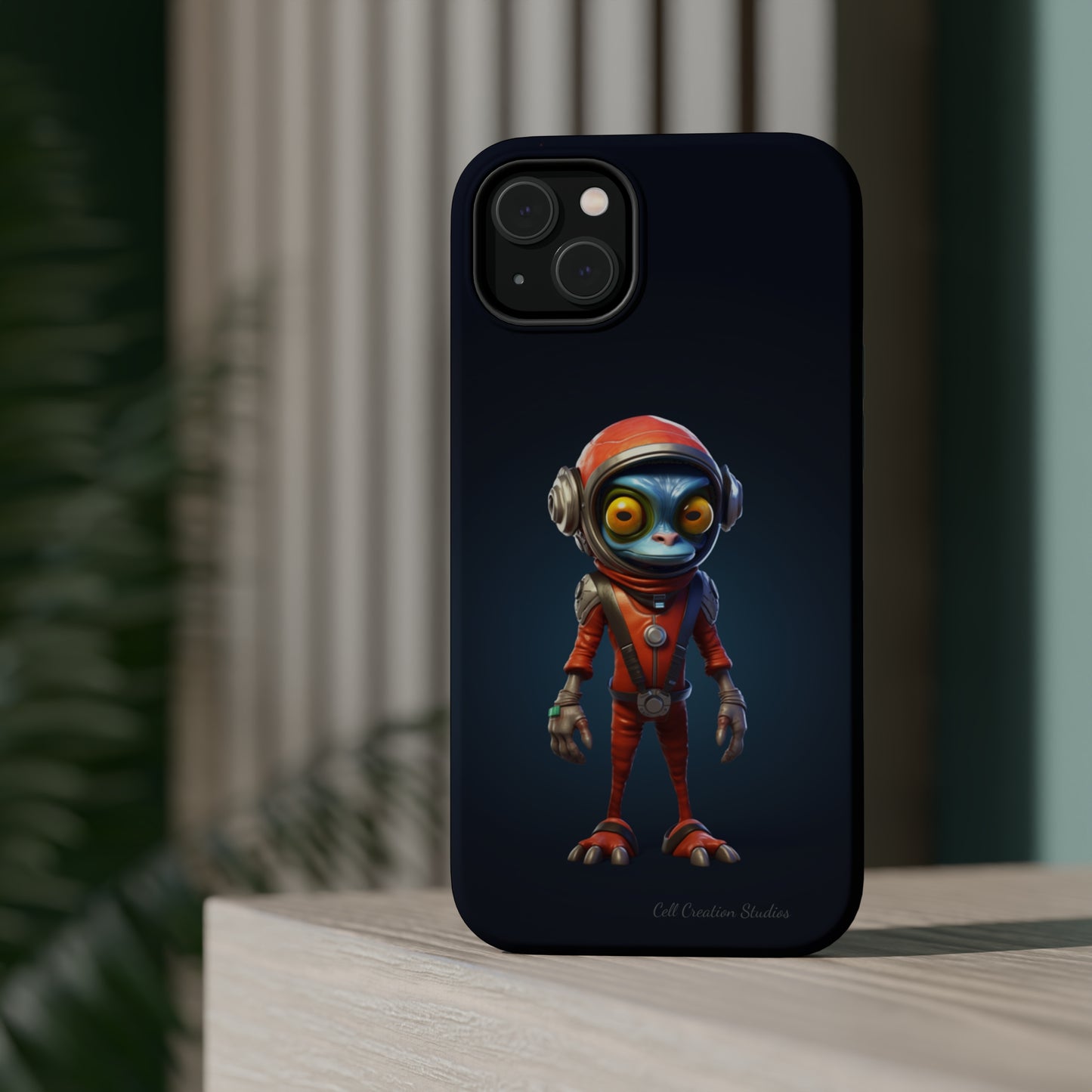 The "AstroGuard" Animated Blue Alien Astronaut Phone Case -MagSafe Tough Cases