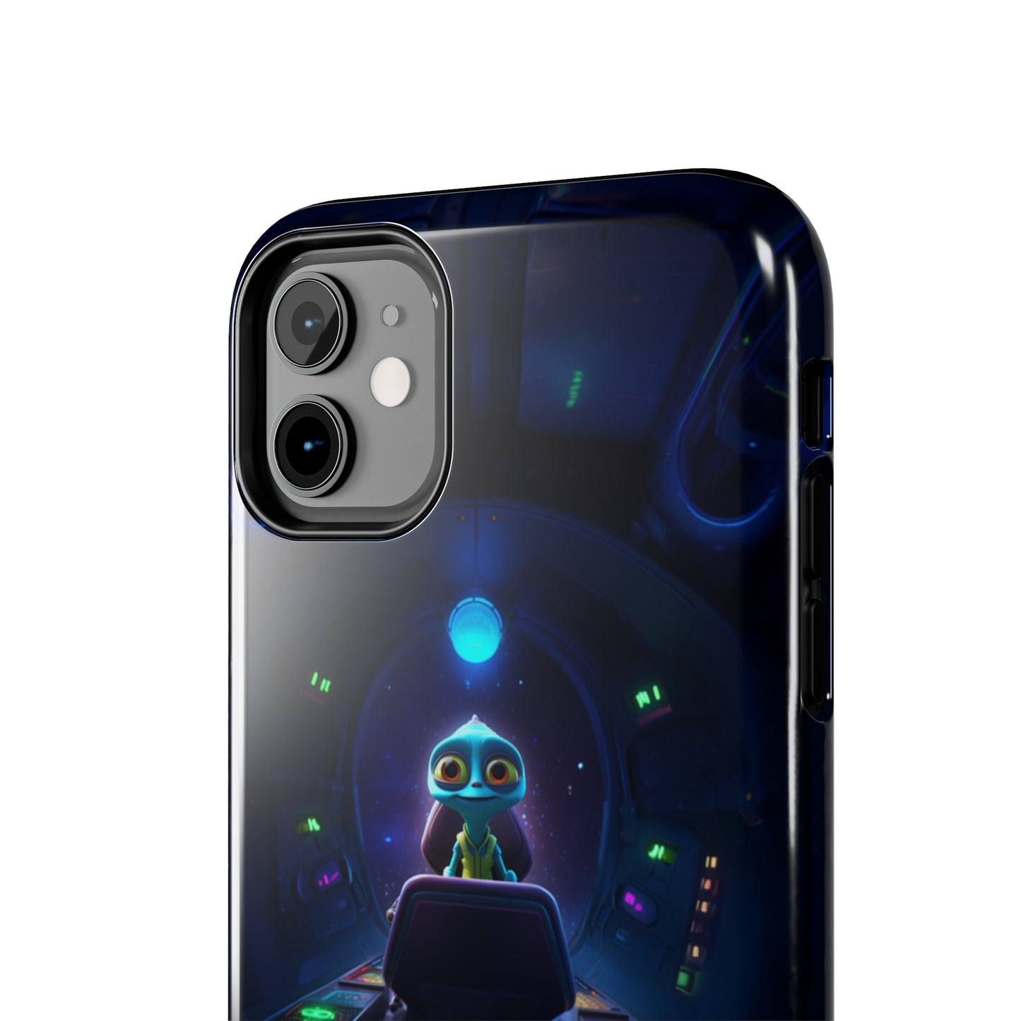 The "Galactic Buddy" Blue Alien Spaceship Phone Case -Tough Phone Cases