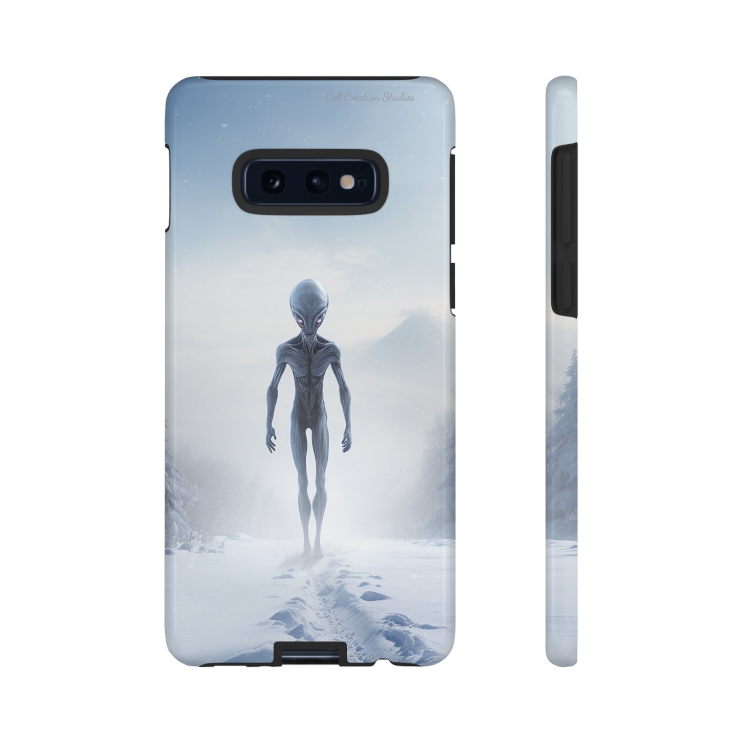 Introducing the "Frosty Extraterrestrial" Cell Phone Case – Embrace Alien Intrigue Amidst the Snowscape -Tough Cases