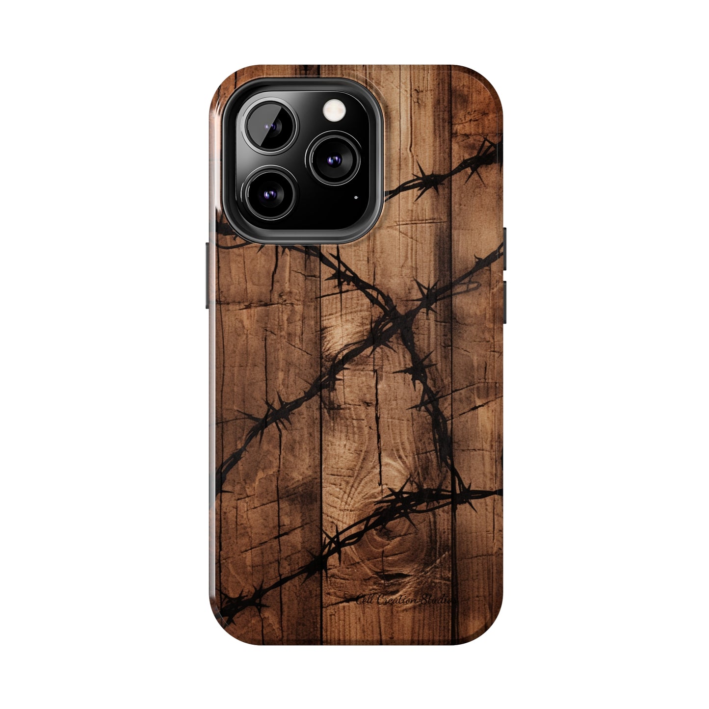 "Elegant Barb Wire on Wood" Embrace Rustic Style -Tough Phone Cases