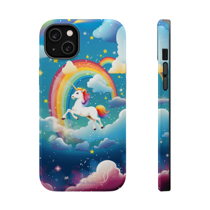 Introducing the "Rainbow Soar" Cell Phone Case – Embark on a Whimsical Journey with a Flying Unicorn -MagSafe Tough Cases