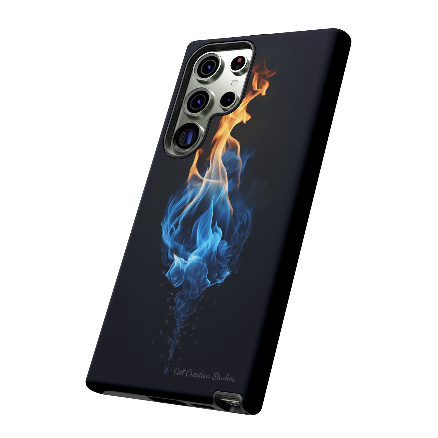 "Elegant Blue and Orange Flame" Phone Case: Ignite Your Style -Tough Cases