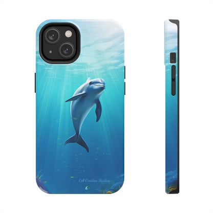 Introducing the "Dolphin Serenity" Cell Phone Case – Dive into Tranquility with a Graceful Dolphin -Tough Phone Cases