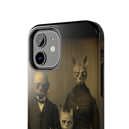 Introducing the "Vintage Odd Creatures" Cell Phone Case – Step into the Eerie Charm of a Haunting Family Portrait -Tough Phone Cases