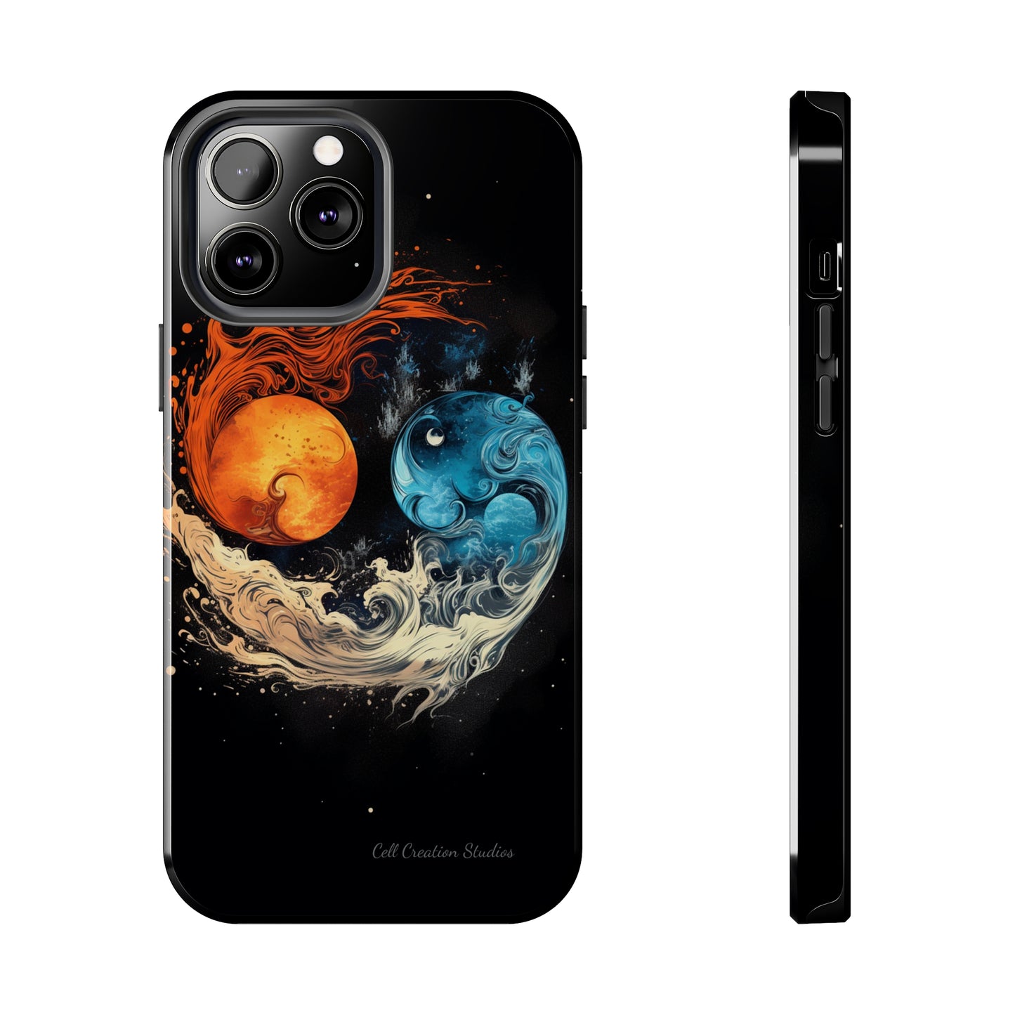 "Harmony in Contrast: Orange and Blue Yin and Yang Phone Case" -Tough Phone Cases