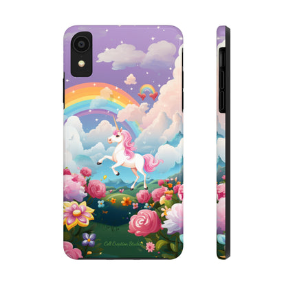 Introducing the "Floral Enchantment" Cell Phone Case – Embrace Your Imagination with a Unicorn in a Field of Flowers -Tough Phone Cases