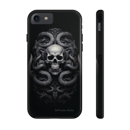 Introducing the "Monochrome Skull and Snakes" Cell Phone Case – A Bold Statement -Tough Phone Cases