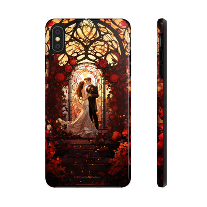 Introducing the "Stained Glass Love" Cell Phone Case – Capture the Romance of a Couple in Front of a Stained Glass Window -Tough Phone Cases