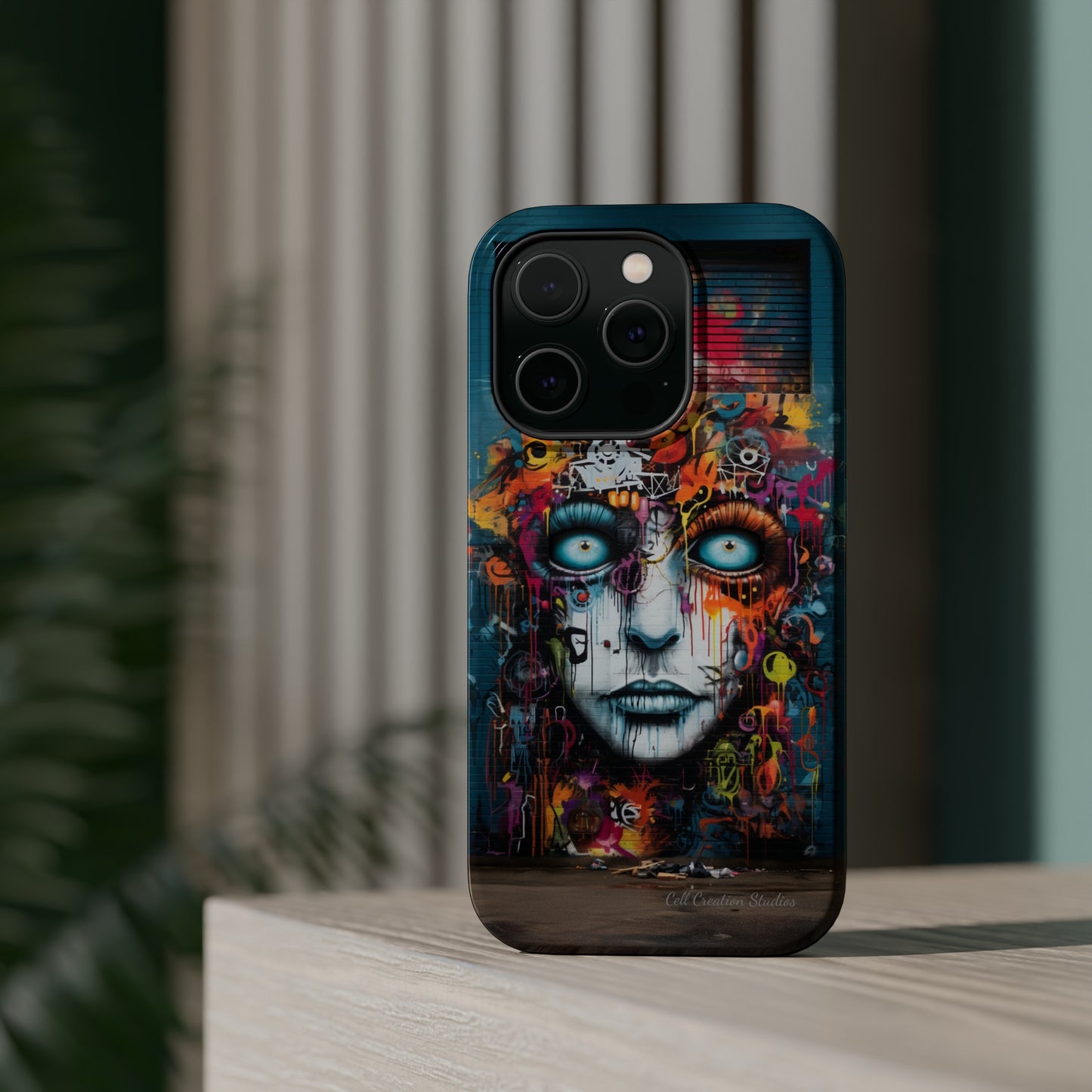 Elevate Your Style with our "Graffiti Face Concrete Wall" Phone Case -MagSafe Tough Cases