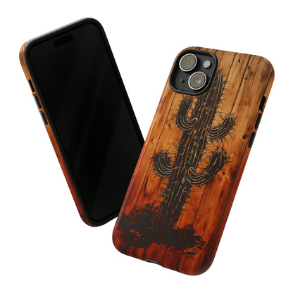 "Desert Vibes Cactus Burnt Wood Design" Phone Case -Tough Cases