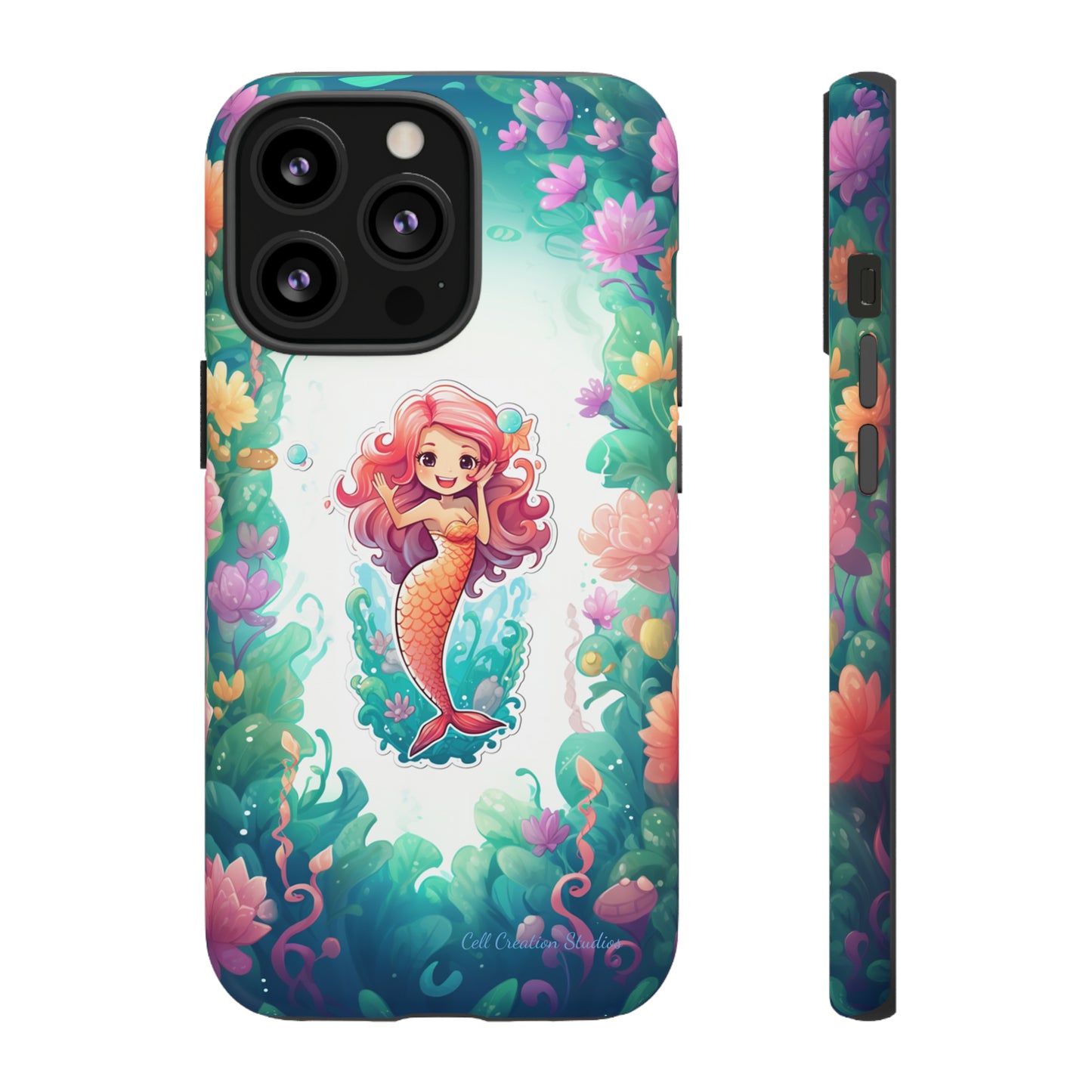 "Pink Seaflower Mermaid" -Tough iPhone Cases