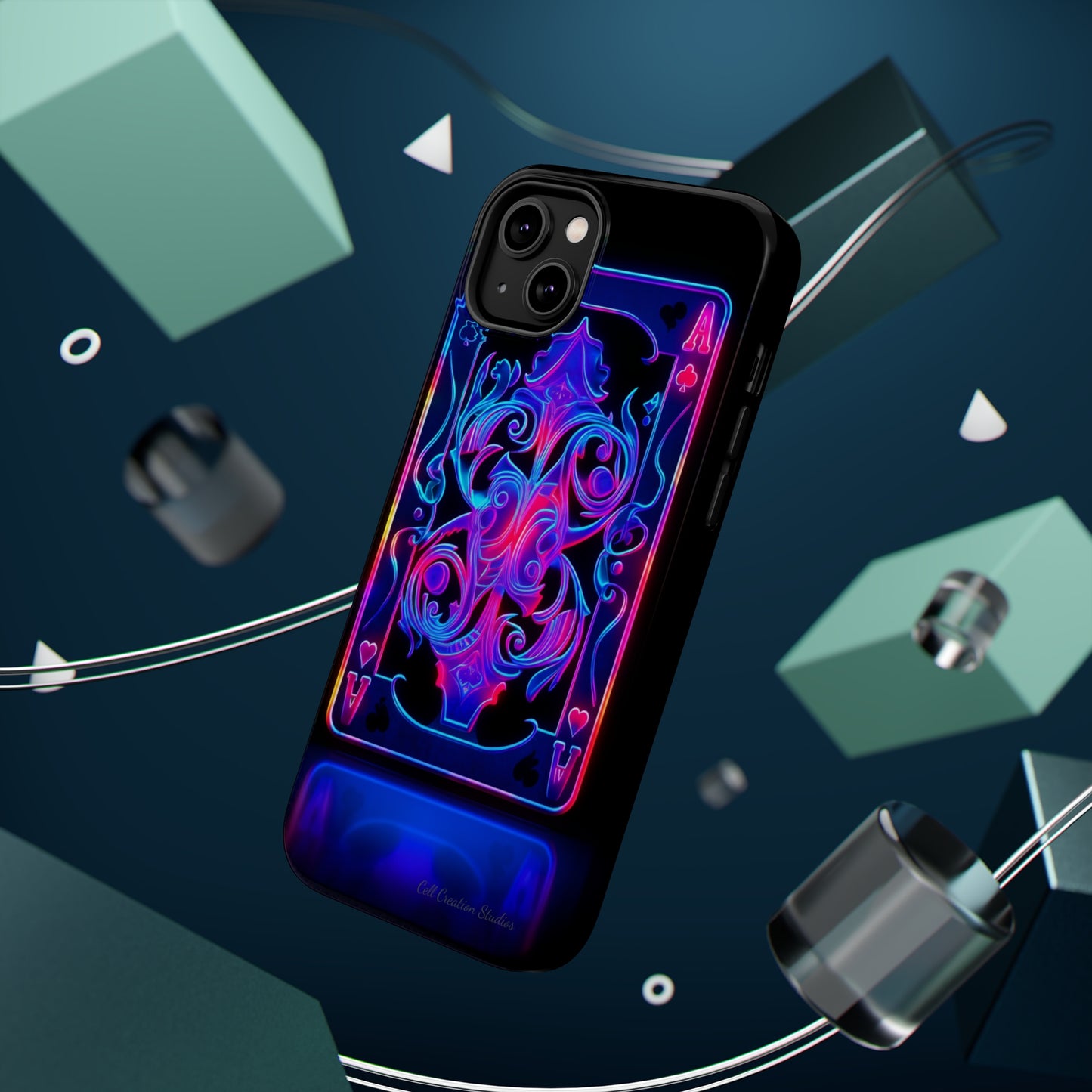 Introducing the "Neon Ace of Hearts" Cell Phone Case – Elevate Your Style with a Dazzling Card -MagSafe Tough Cases