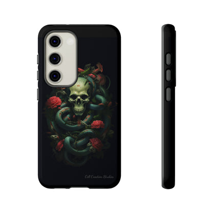 Introducing the "Serpentine Elegance" Cell Phone Case: Where Skulls and Snakes Intertwine -Tough Cases