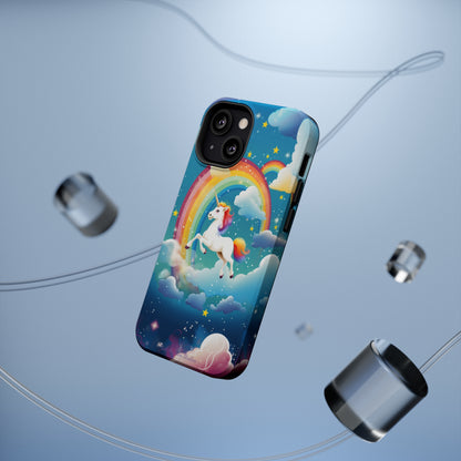 Introducing the "Rainbow Soar" Cell Phone Case – Embark on a Whimsical Journey with a Flying Unicorn -MagSafe Tough Cases