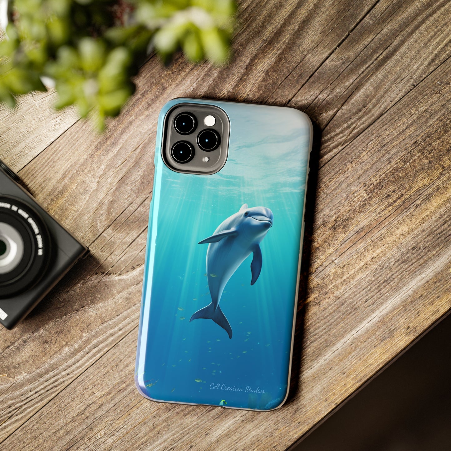 Introducing the "Dolphin Serenity" Cell Phone Case – Dive into Tranquility with a Graceful Dolphin -Tough Phone Cases