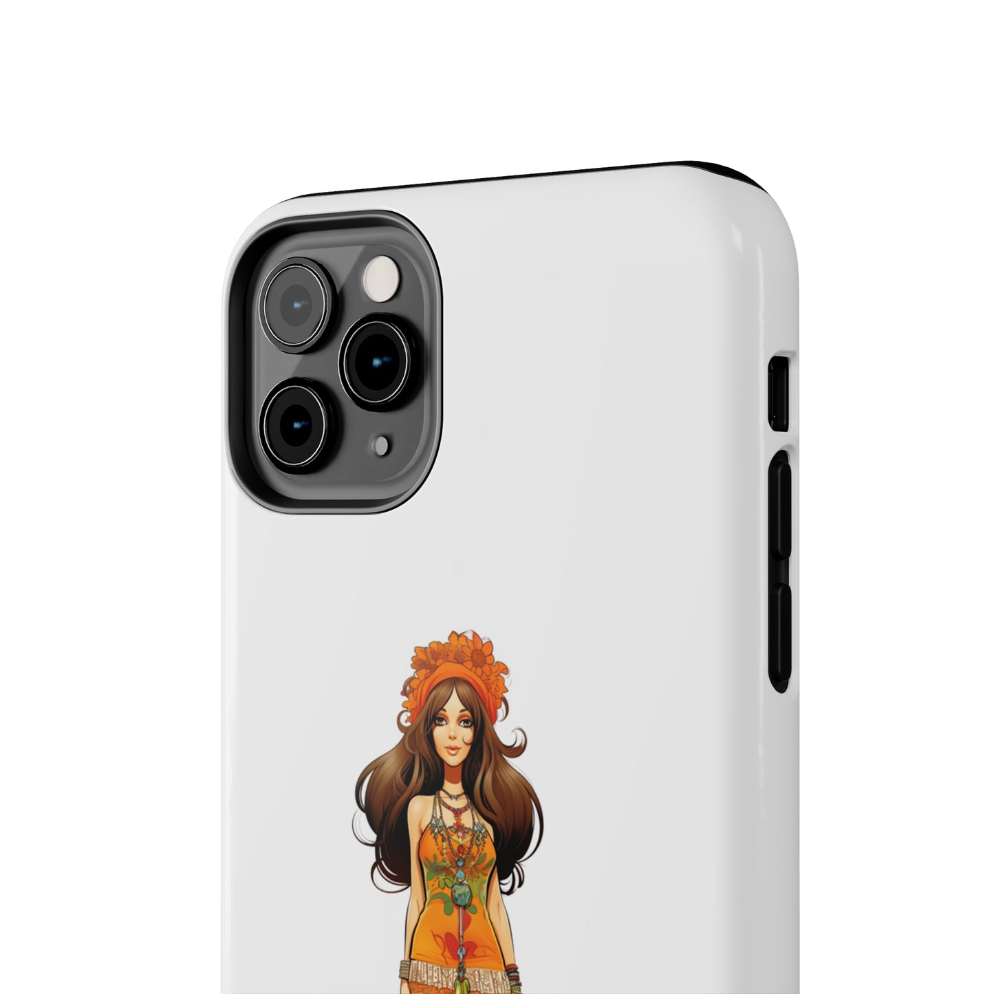 Introducing the "Groovy Hippie Chick" Cell Phone Case – Peace, Love, and Retro Style -Tough Phone Cases