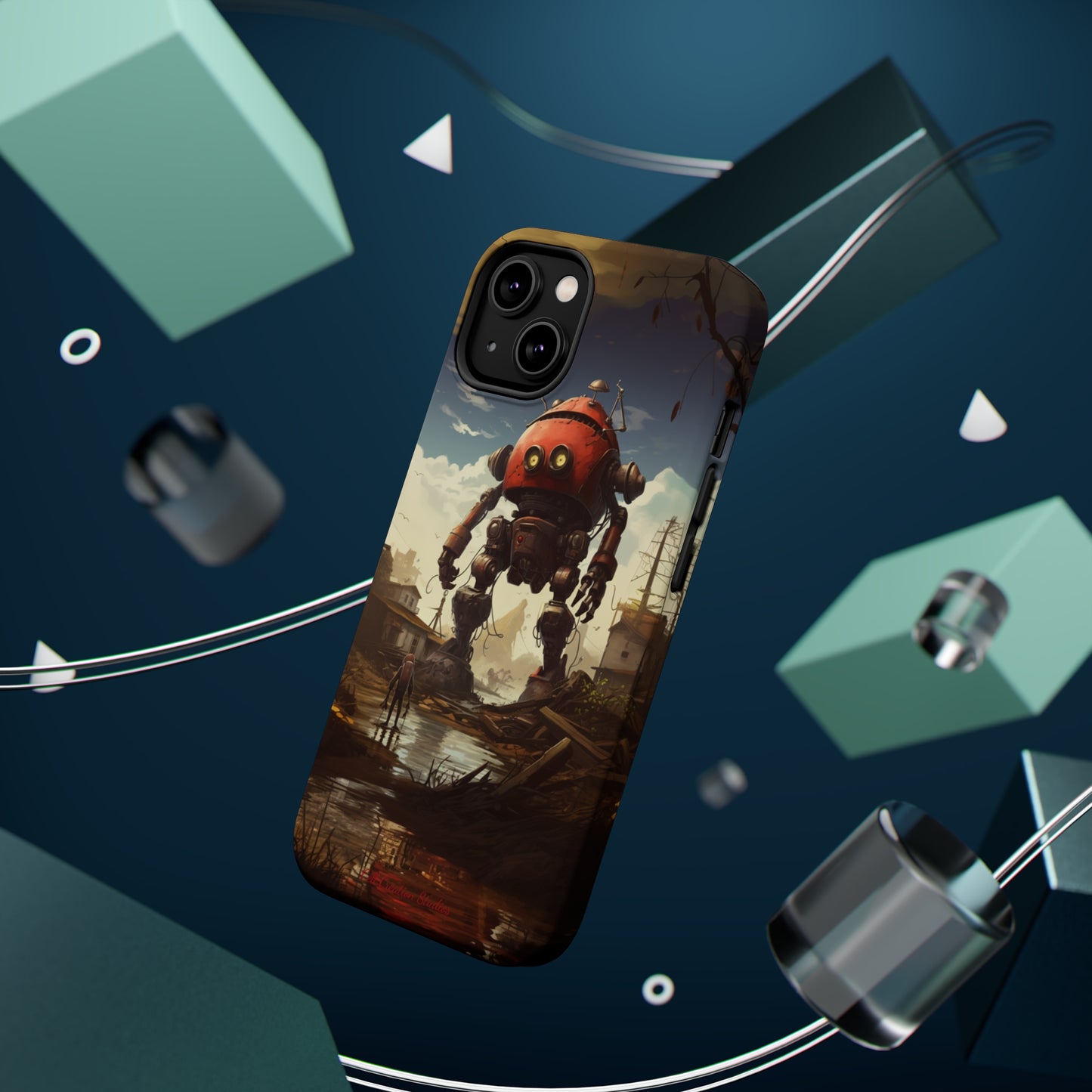 Introducing the "Urban Encounter" Cell Phone Case – Witness the Epic Convergence of Man and Giant Robot -MagSafe Tough Cases