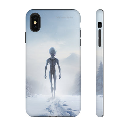 Introducing the "Frosty Extraterrestrial" Cell Phone Case – Embrace Alien Intrigue Amidst the Snowscape -Tough Cases