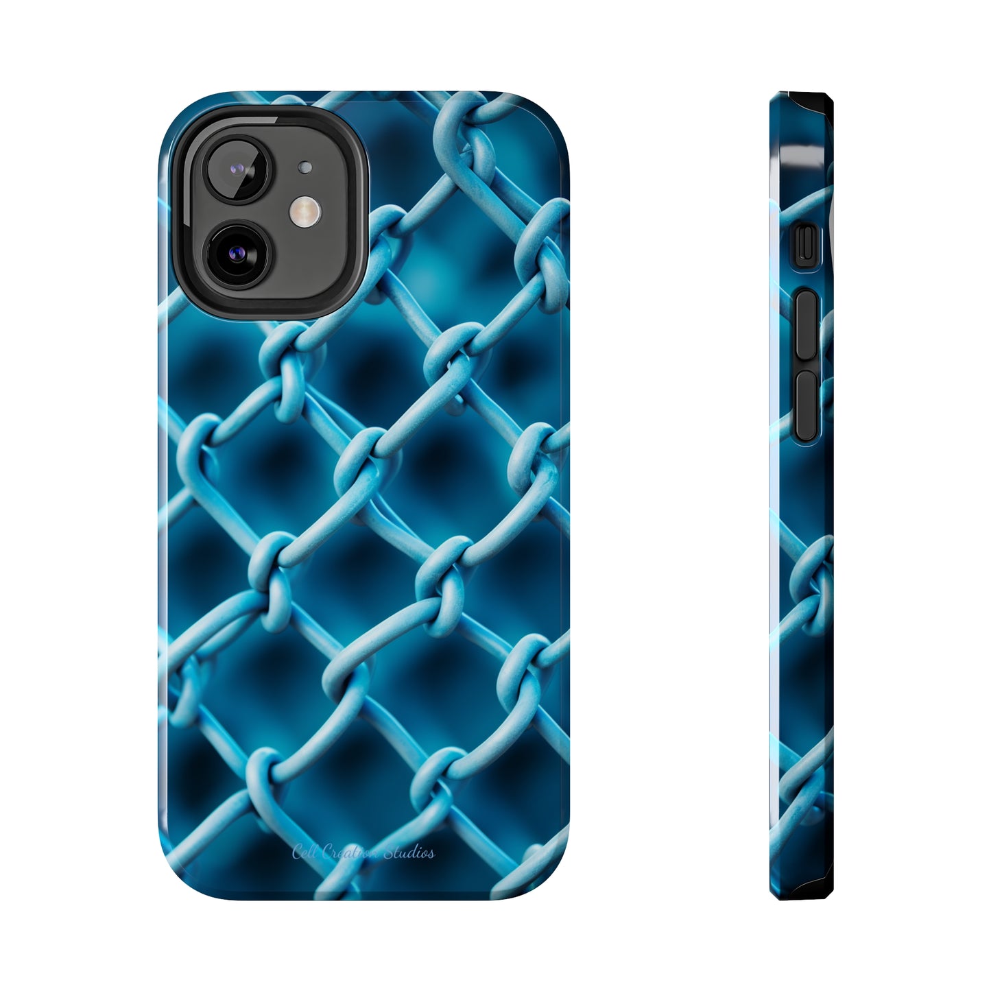 Introducing the "Elegant Chainlink" Cell Phone Case – Embrace Contemporary Style with Blue Chain Link Design -Tough Phone Cases