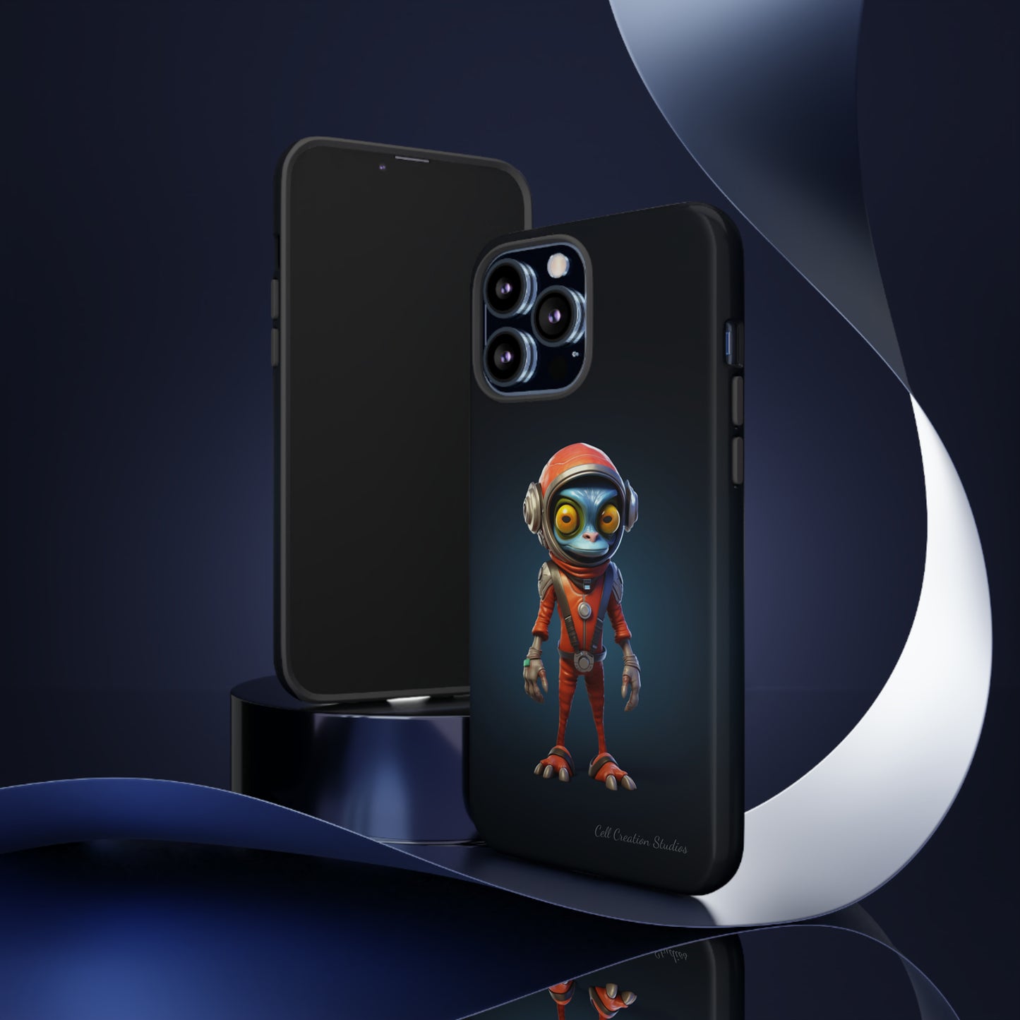 The "AstroGuard" Animated Blue Alien Astronaut Phone Case -Tough Cases