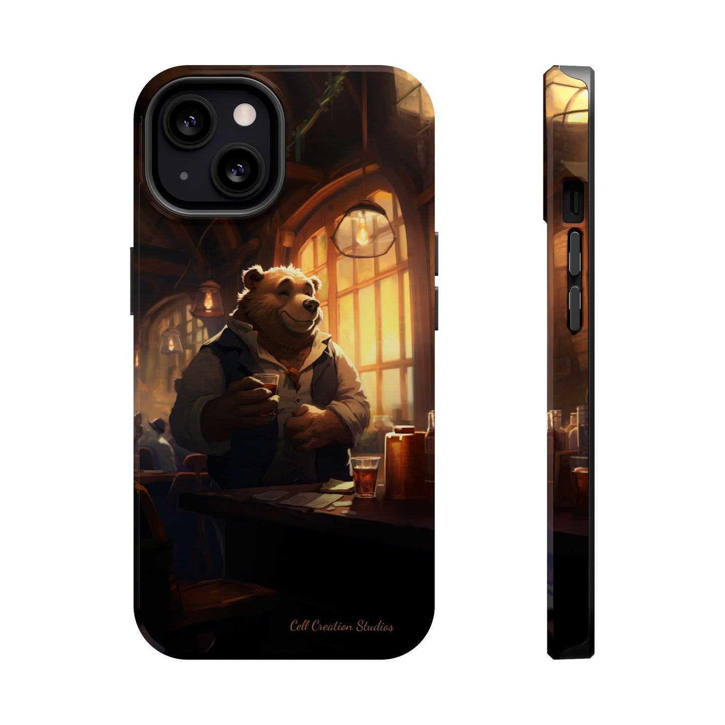 Introducing the "Bar-Hopping Bear" Cell Phone Case – Unleash Your Wild Side -MagSafe Tough Cases