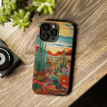 "Desert Bloom Embroidery" -Tough iPhone Cases