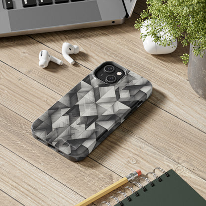 The "Black and White Geometric Pattern" Cell Phone Case- Elevate Your Phone's Style-Tough Phone Cases