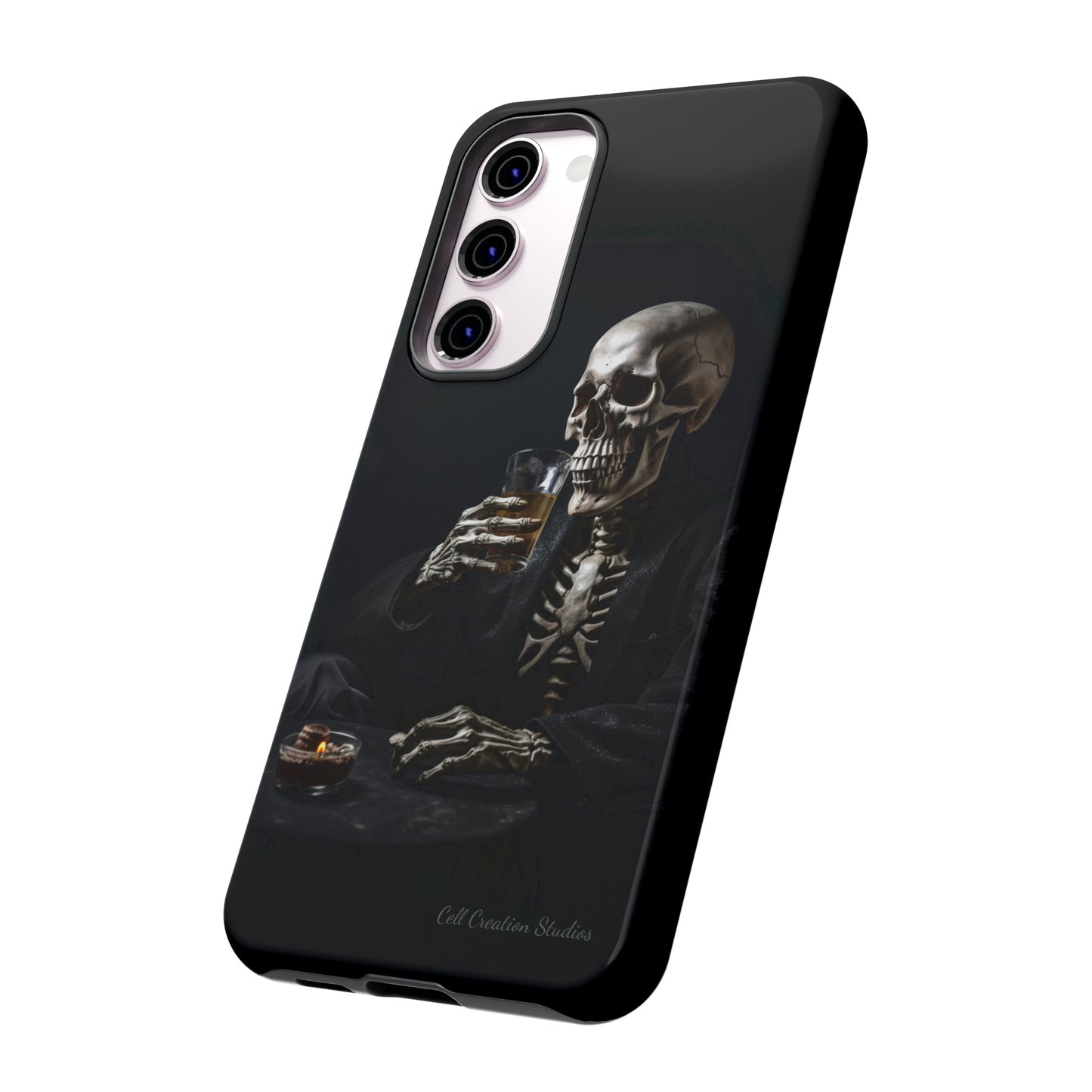 "Embrace the Dark Side with Our Skeleton Drinking Phone Case" -Tough Cases