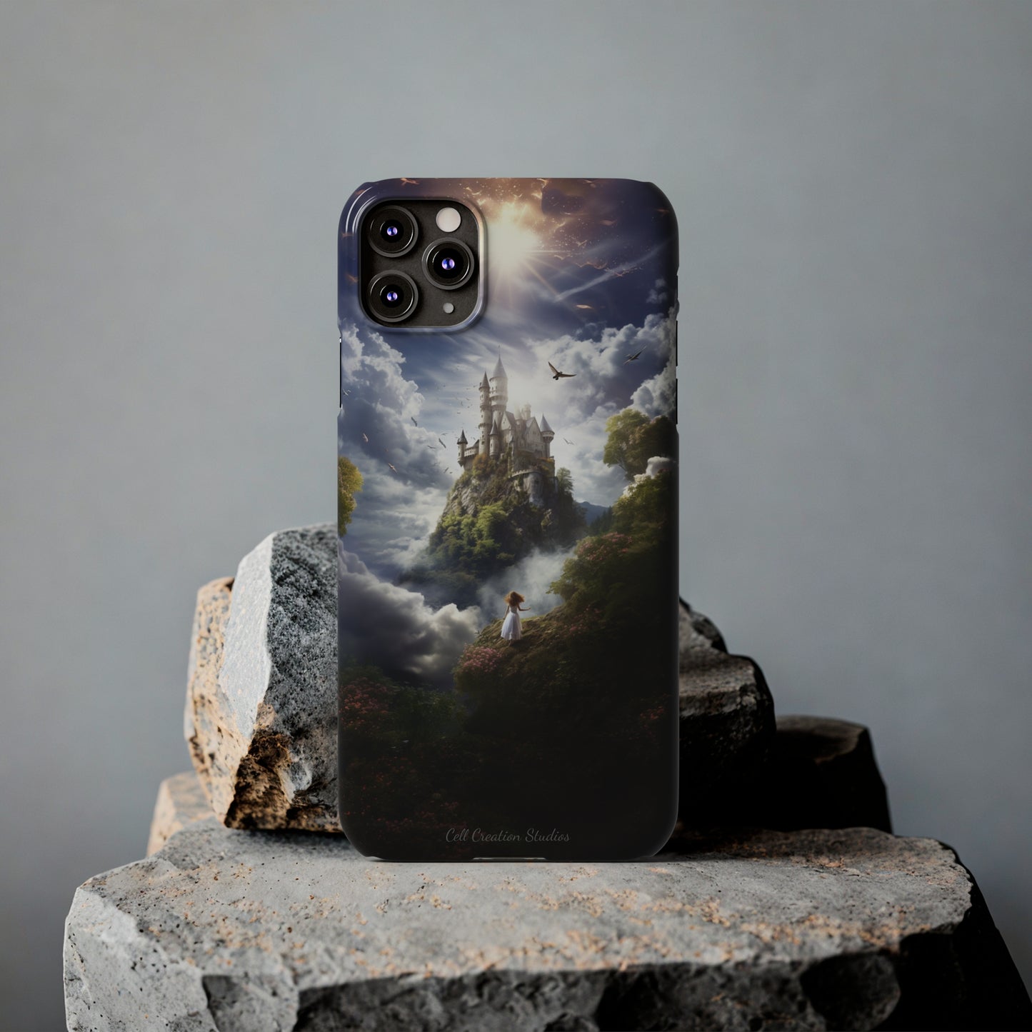 Introducing the "Enchanted Discovery" Cell Phone Case – Embark on a Journey of Magic with a Girl and a Magical Castle! -Slim Phone Cases