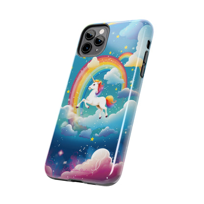 Introducing the "Rainbow Soar" Cell Phone Case – Embark on a Whimsical Journey with a Flying Unicorn -Tough Phone Cases