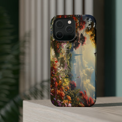 Introducing the "Floral Haven" Cell Phone Case – Where Nature and Urban Marvels Converge! -MagSafe Tough Cases