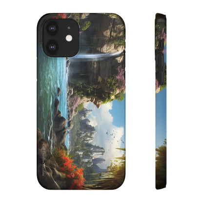 Introducing the "Nature's Cascade" Cell Phone Case – Capture Majestic Beauty with Rock Cliffs and Waterfall! -Snap Cases